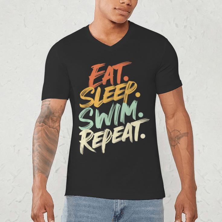 Swimmer Eat Sleep Swim Repeat I Swimming Men's V-Neck T-Shirt