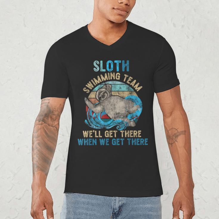 Swimmer Swim Sloth Swimming Team Retro Men's V-Neck T-Shirt Swimmer Swim Sloth Swimming Team Retro Men's V-Neck T-Shirt