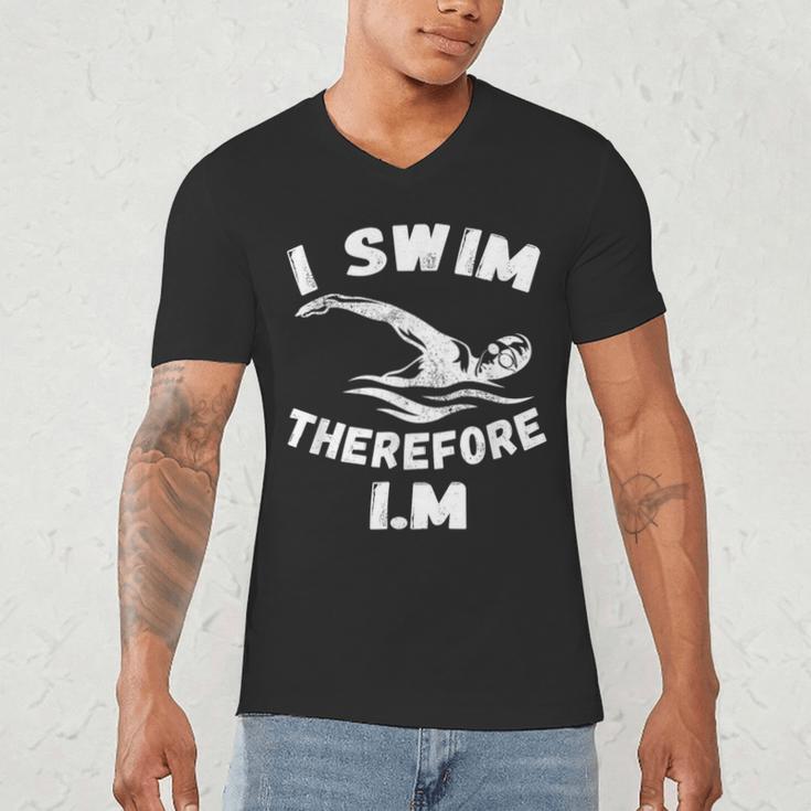 Swimming Competitive Freestyle Swim For Swimmer Men's V-Neck T-Shirt