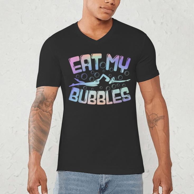 Swimming Eat My Bubbles Swim Watercolour Men's V-Neck T-Shirt Swimming Eat My Bubbles Swim Watercolour Men's V-Neck T-Shirt