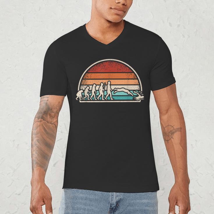 Swimming Evolution Retro Swim Swimmer Men Women Men's V-Neck T-Shirt Swimming Evolution Retro Swim Swimmer Men Women Men's V-Neck T-Shirt