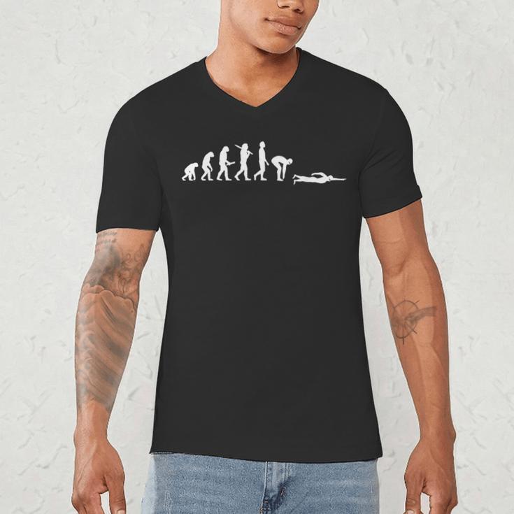 Swimming Evolution For Swimmers Men's V-Neck T-Shirt Swimming Evolution For Swimmers Men's V-Neck T-Shirt