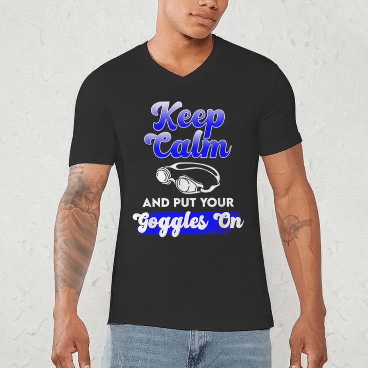 Swimming Goggles Saying Swim Team Gear Men's V-Neck T-Shirt