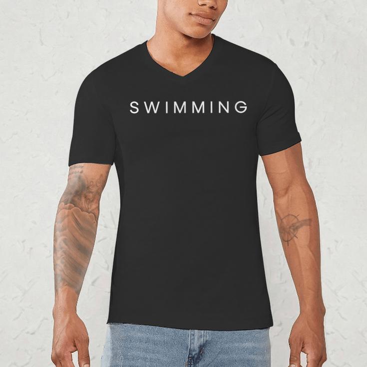 Swimming Minimalist Text Swimmer Coach Men's V-Neck T-Shirt Swimming Minimalist Text Swimmer Coach Men's V-Neck T-Shirt