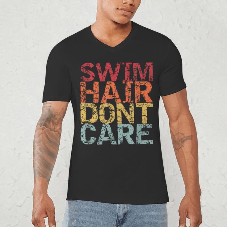 Swimming Pool Diving Sport Swimmer Swim Hair Dont Care Men's V-Neck T-Shirt Swimming Pool Diving Sport Swimmer Swim Hair Dont Care Men's V-Neck T-Shirt