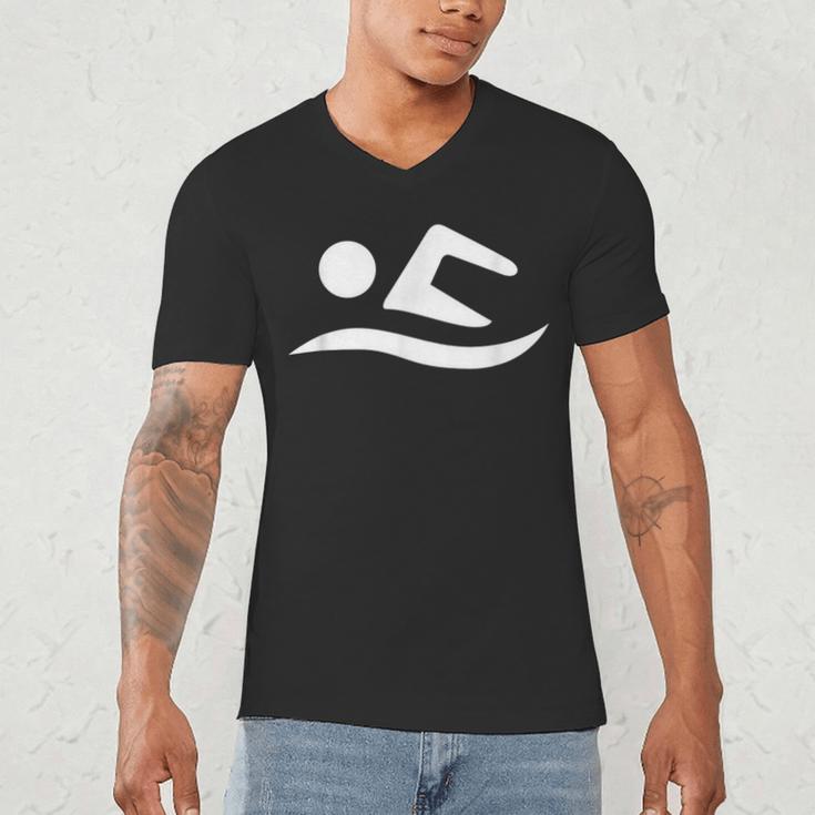 Swimming Silhouette Logo Men's V-Neck T-Shirt Swimming Silhouette Logo Men's V-Neck T-Shirt