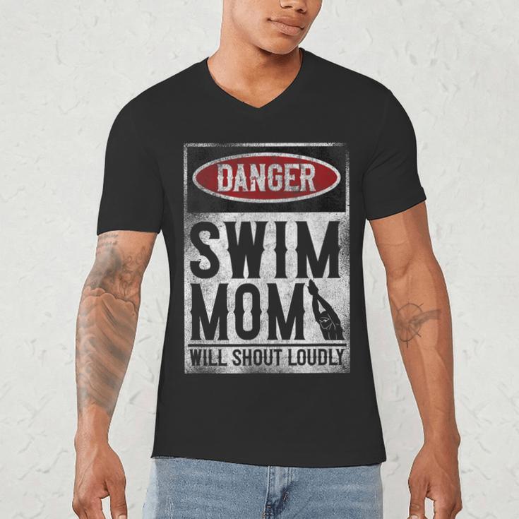 Swimming Swimmer DANGER Swim Mom Men's V-Neck T-Shirt Swimming Swimmer DANGER Swim Mom Men's V-Neck T-Shirt
