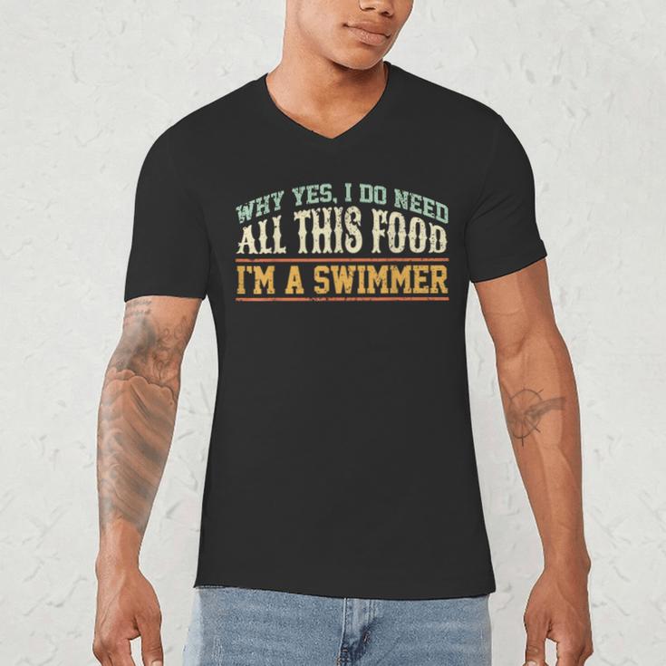 Swimming Swimmer Eating Swim Men's V-Neck T-Shirt