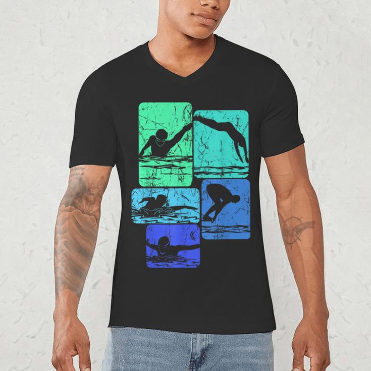 Swimming Swimmers Men's V-Neck T-Shirt Swimming Swimmers Men's V-Neck T-Shirt