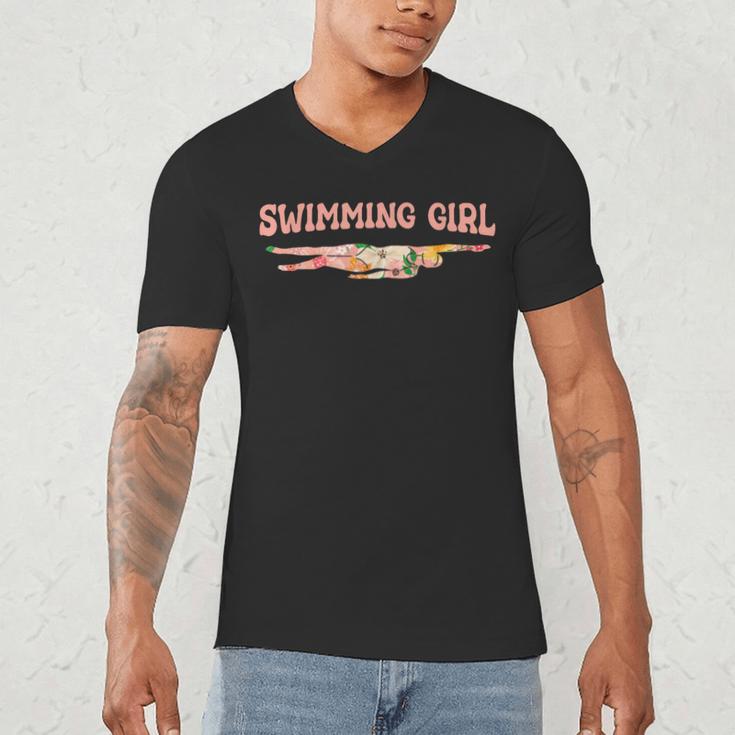 Swimming Swimming Water Sports Swimmer Men's V-Neck T-Shirt