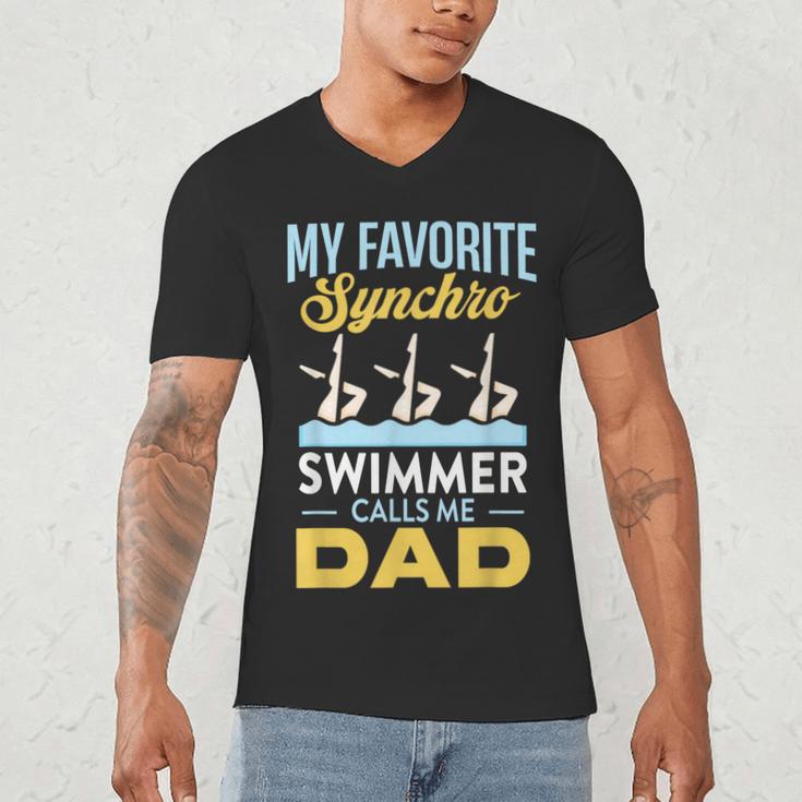 Synchronized Swimming Dad Favorite Synchro Swimmer Artistic Men's V-Neck T-Shirt Synchronized Swimming Dad Favorite Synchro Swimmer Artistic Men's V-Neck T-Shirt