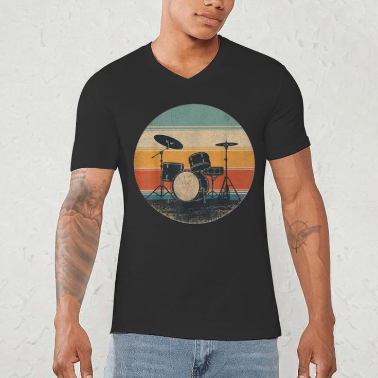 Vintage Drum Kit Silhouette Retro Music Men's V-Neck T-Shirt Vintage Drum Kit Silhouette Retro Music Men's V-Neck T-Shirt