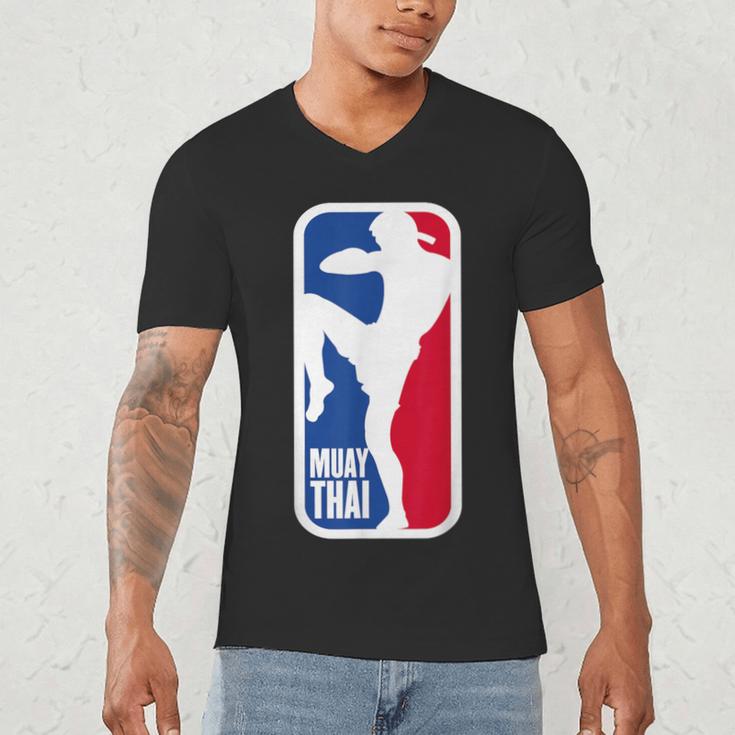 Vintage Muay Thai Fighter MMA Street Fight Kickboxing Club Men's V-Neck T-Shirt