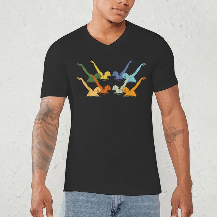 Vintage Synchronized Swimming Artistic Swimming Men's V-Neck T-Shirt