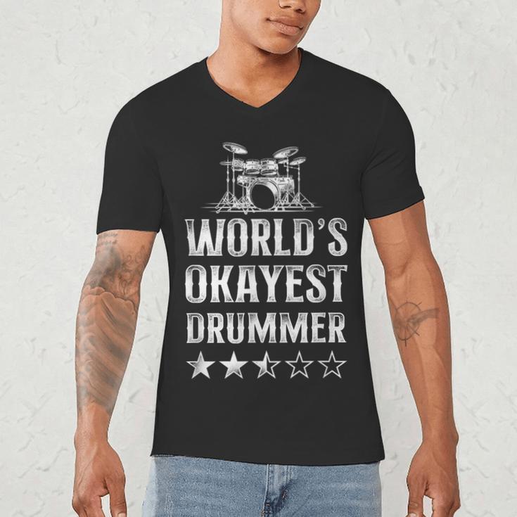 Vintage World'S Okayest Drummer Drum Kit Men's V-Neck T-Shirt Vintage World'S Okayest Drummer Drum Kit Men's V-Neck T-Shirt