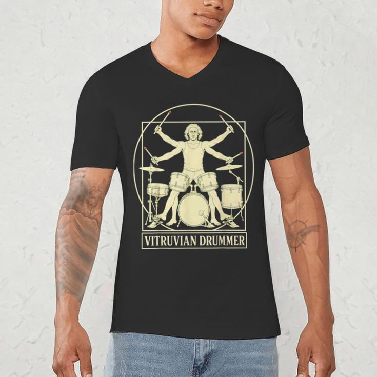 Vitruvian Drummer Drum Kit Music Lover Musician Men Men's V-Neck T-Shirt