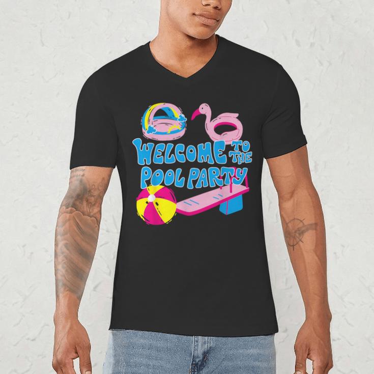 Welcome To The Pool Party Birthday Summer Family Swimming Men's V-Neck T-Shirt Welcome To The Pool Party Birthday Summer Family Swimming Men's V-Neck T-Shirt