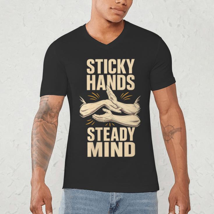 Women's Sticky Hands Steady Mind Muay Thai Boxing Men's V-Neck T-Shirt