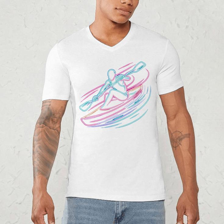 Canoe Canoeing Kayak Paddling Canoeist Men's V-Neck T-Shirt