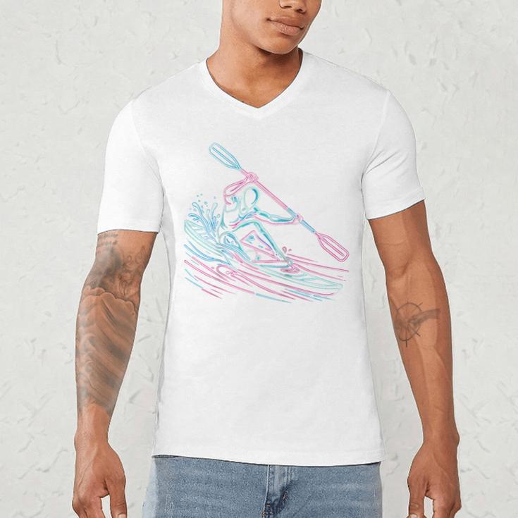 Canoe Canoeing Kayak Paddling Canoeist Raglan Baseball Tee Men's V-Neck T-Shirt