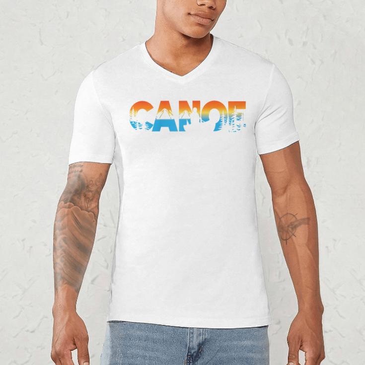 Canoe Canoeing Retro Canoe Raglan Baseball Tee Men's V-Neck T-Shirt