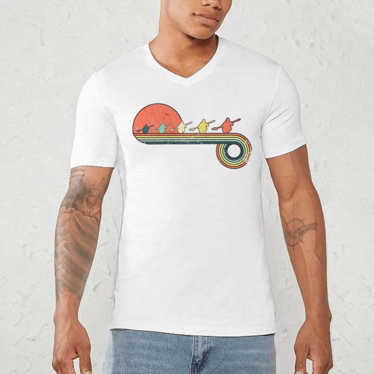 Canoe Retro Vintage Sunset Rainbow Raglan Baseball Tee Men's V-Neck T-Shirt