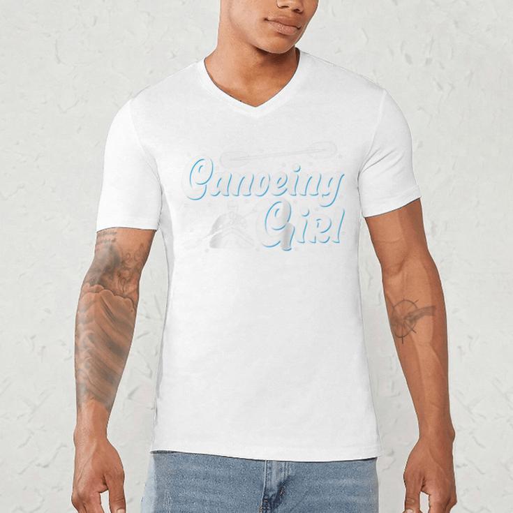 Canoeing Girl Raglan Baseball Tee Men's V-Neck T-Shirt