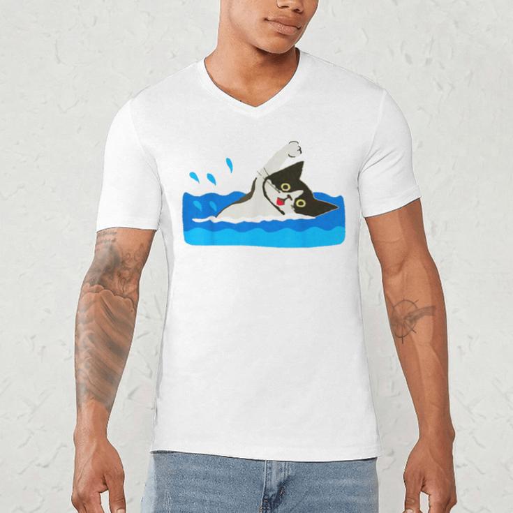 Cat Swimming Pool Men's V-Neck T-Shirt Cat Swimming Pool Men's V-Neck T-Shirt