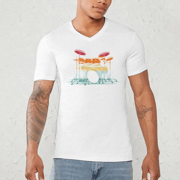 Drum Kit Musical Retro Instrument Musician Men's V-Neck T-Shirt Drum Kit Musical Retro Instrument Musician Men's V-Neck T-Shirt
