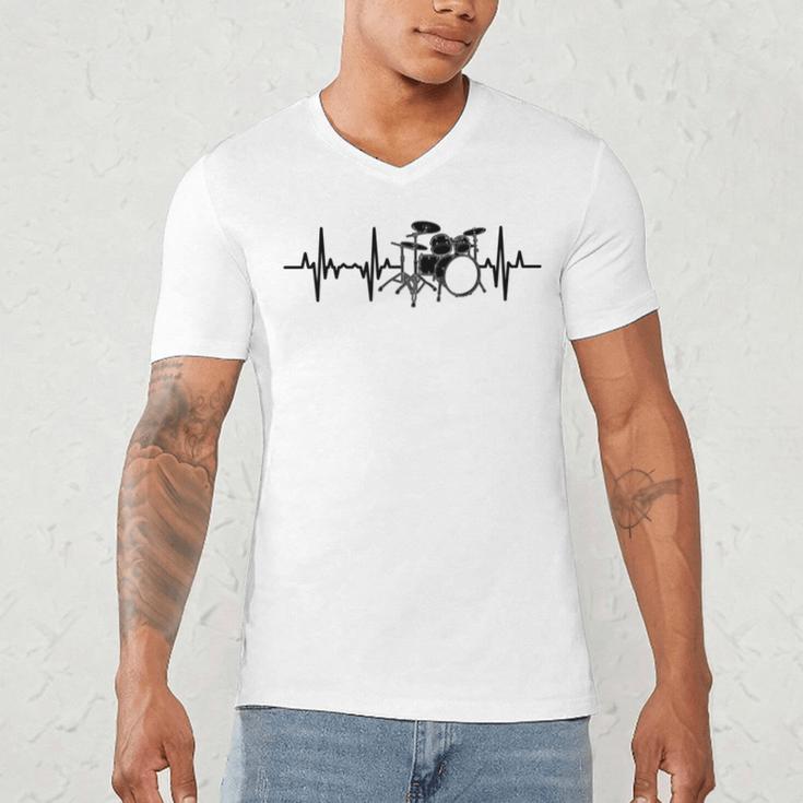 Drum Kit Pulse Line Rock Artist Drum Set Men's V-Neck T-Shirt Drum Kit Pulse Line Rock Artist Drum Set Men's V-Neck T-Shirt