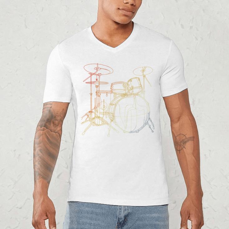 Drum Kit Vintage Look Music Concert Sweatshirt Men's V-Neck T-Shirt
