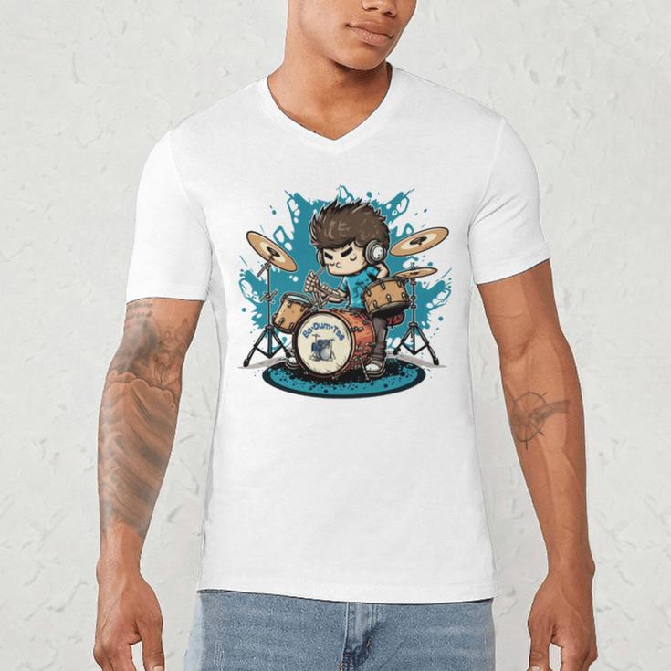 Drum Set Drumming Drummers Drum Kits Music Men's V-Neck T-Shirt Drum Set Drumming Drummers Drum Kits Music Men's V-Neck T-Shirt