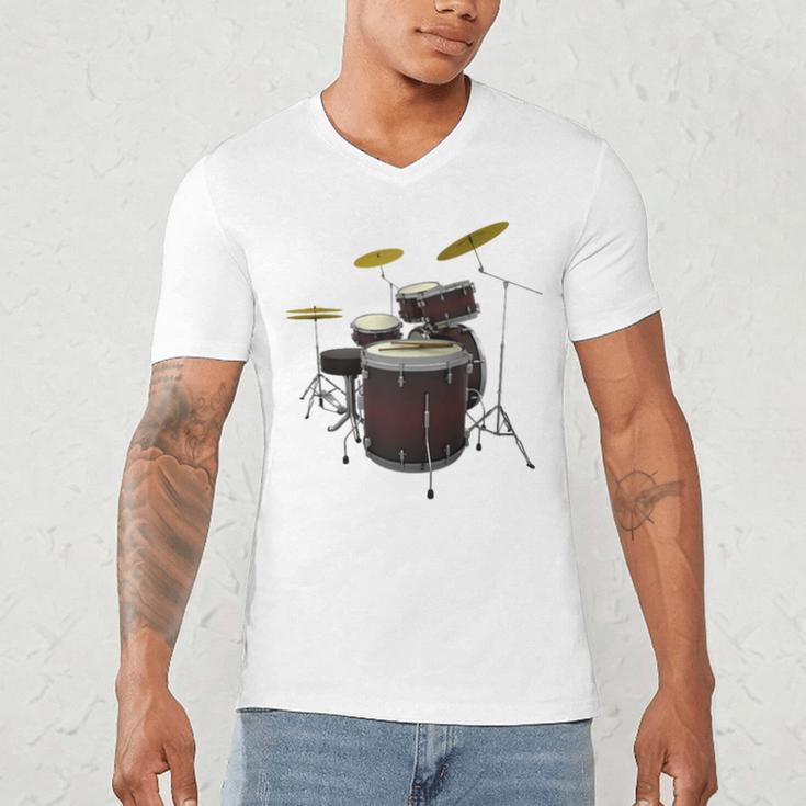 Drummer Drum Kit Raglan Baseball Tee Men's V-Neck T-Shirt