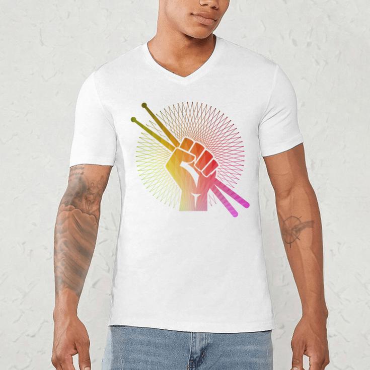 Drummer Drumsticks Fist Drum Kit Sweatshirt Men's V-Neck T-Shirt