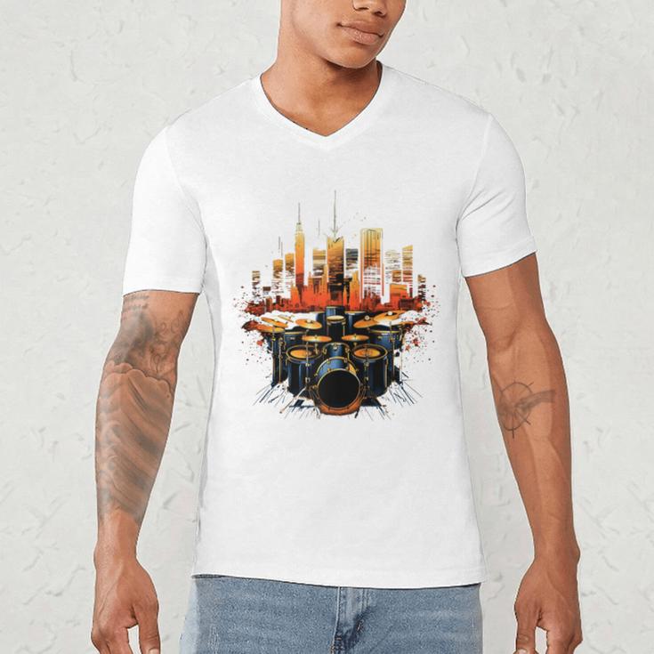 Drumset Drum Kit Music Drummer Drumming Raglan Baseball Tee Men's V-Neck T-Shirt Drumset Drum Kit Music Drummer Drumming Raglan Baseball Tee Men's V-Neck T-Shirt