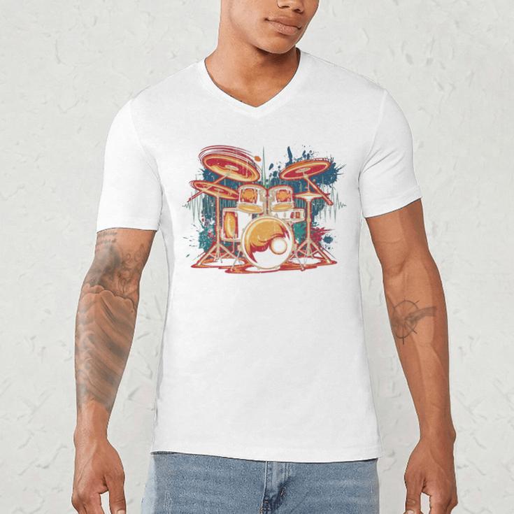 Dynamic Drum Kit For Drummers And Rock Music Lovers Sweatshirt Men's V-Neck T-Shirt Dynamic Drum Kit For Drummers And Rock Music Lovers Sweatshirt Men's V-Neck T-Shirt