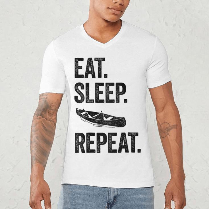 Eat Sleep Canoe Repeat Canoeing Outdoors Raglan Baseball Tee Men's V-Neck T-Shirt