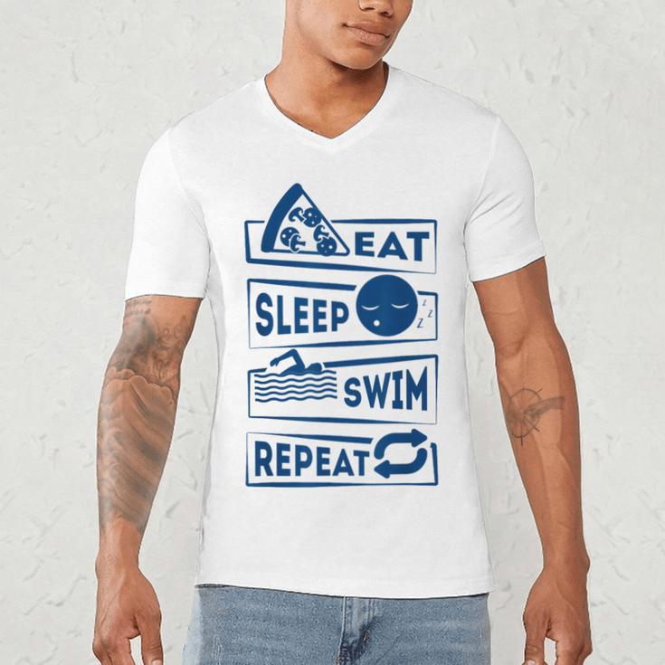 Eat Sleep Swimming Repeat Swimming Men's V-Neck T-Shirt Eat Sleep Swimming Repeat Swimming Men's V-Neck T-Shirt