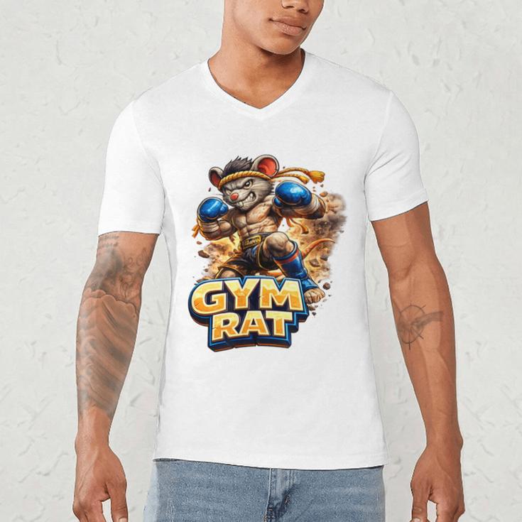 Gym Rat Kickboxing Nak Muay Thai Boxing Fighter Men's V-Neck T-Shirt