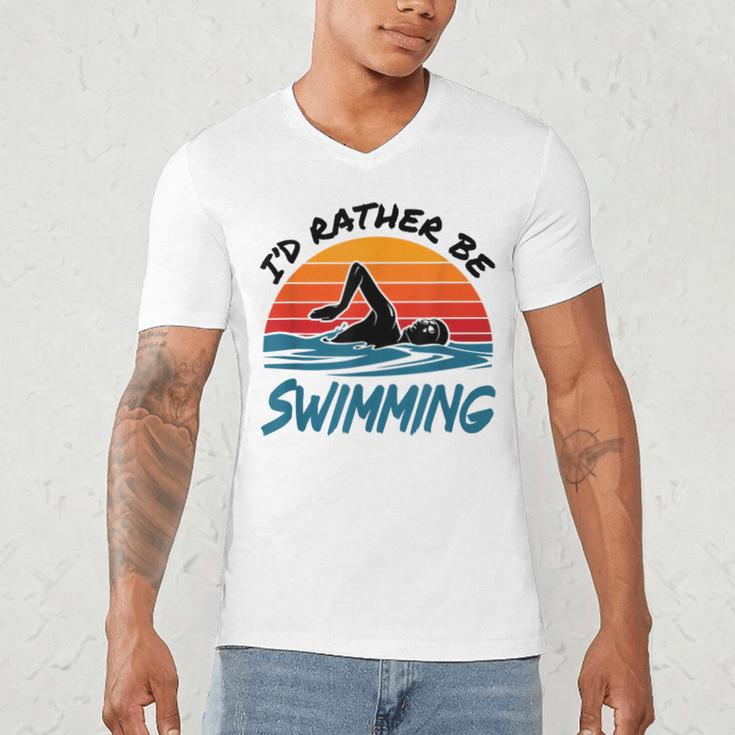 I'd Rather Be Swimming Retro Swim Swimmer Men's V-Neck T-Shirt I'd Rather Be Swimming Retro Swim Swimmer Men's V-Neck T-Shirt