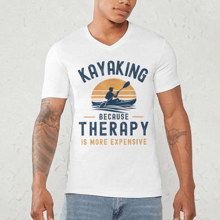 Kayaking Therapy Kayaker Canoe Paddle Lake River Men's V-Neck T-Shirt