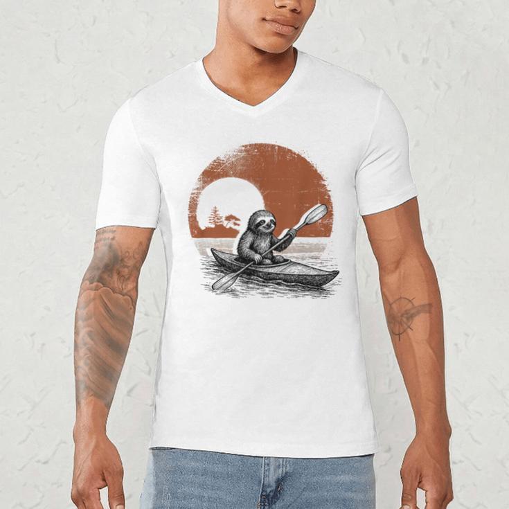 Kayaking Sloth Kayak Kayaker Canoe Paddling Men's V-Neck T-Shirt