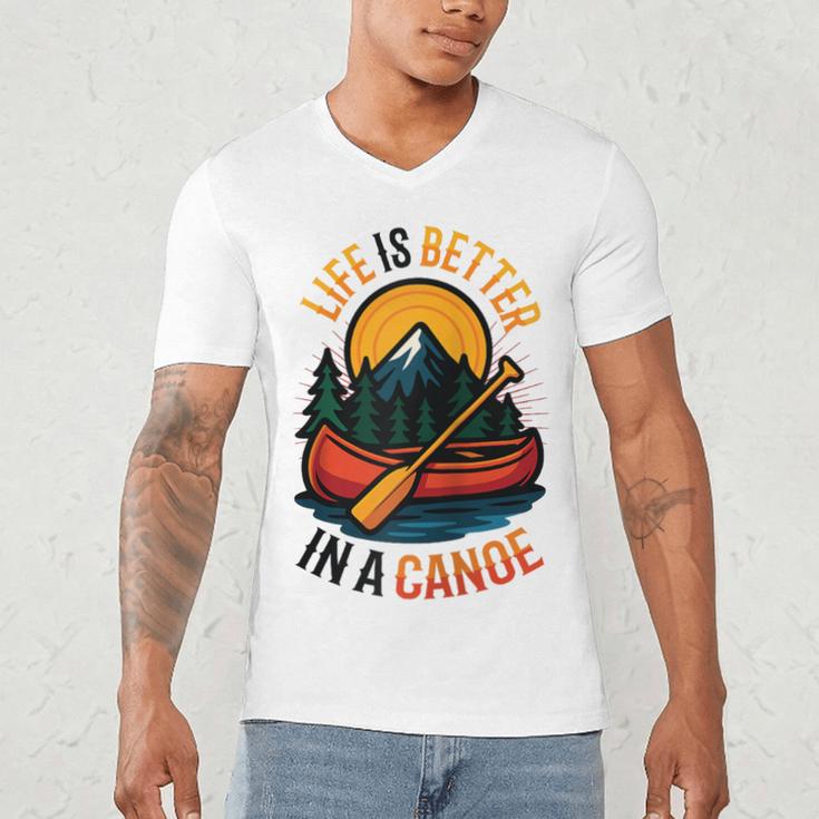 Life Is Better In A Canoe Canoeing Raglan Baseball Tee Men's V-Neck T-Shirt Life Is Better In A Canoe Canoeing Raglan Baseball Tee Men's V-Neck T-Shirt