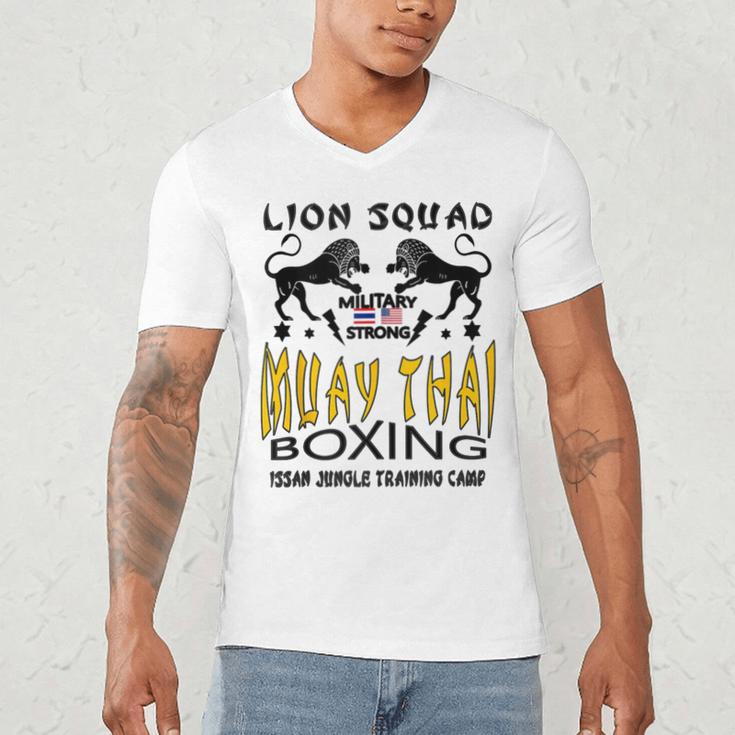 LION SQUAD THAILAND KICKBOXING MUAY THAI MMA TRAINING Men's V-Neck T-Shirt