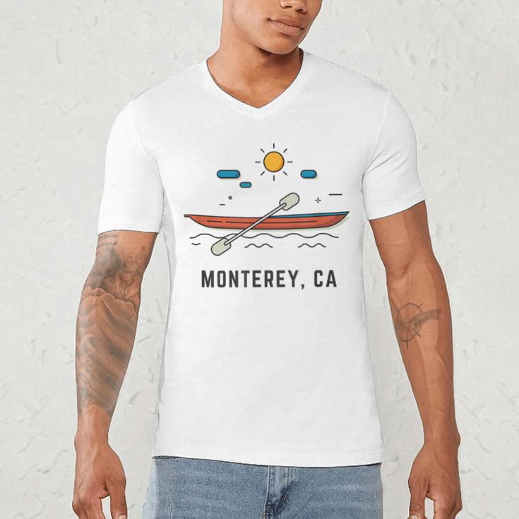 Monterey California Kayak Canoe Paddling Outdoor Men's V-Neck T-Shirt Monterey California Kayak Canoe Paddling Outdoor Men's V-Neck T-Shirt