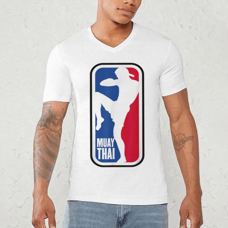 Muay Thai Fighter Retro Kickboxing MMA Training Men's V-Neck T-Shirt