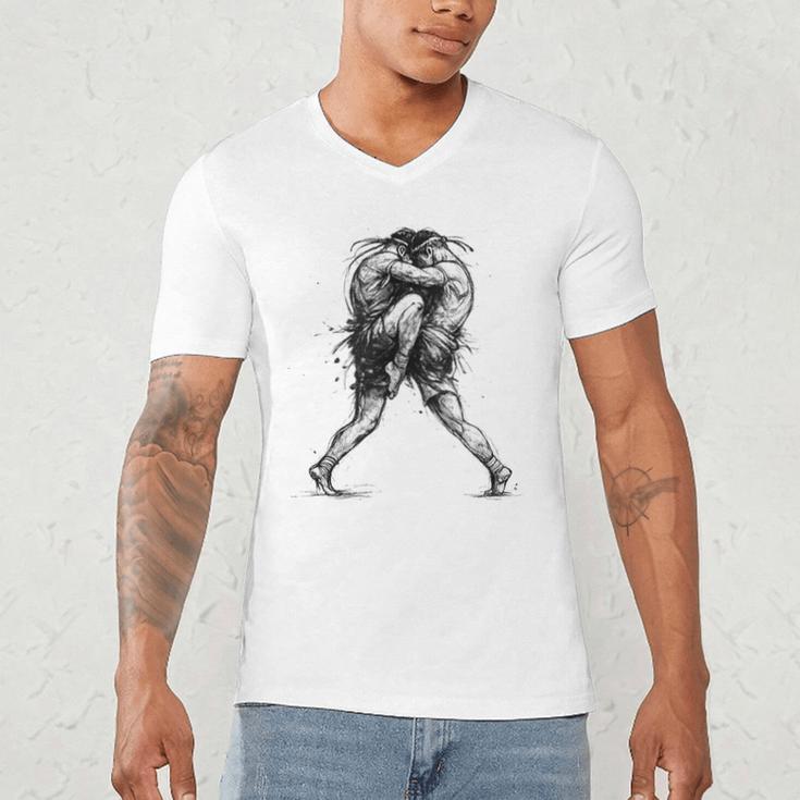 Muay Thai Kickboxing Nak Muay Thai Boxing Fighter Men's V-Neck T-Shirt Muay Thai Kickboxing Nak Muay Thai Boxing Fighter Men's V-Neck T-Shirt
