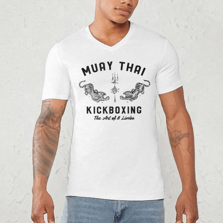 Muay Thai Twin Tigers MMA Warrior Fight Men's V-Neck T-Shirt