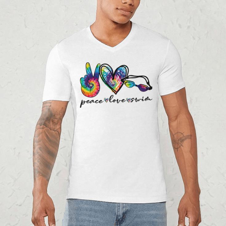 Peace Love Swim Tie Dye Swimmer Swimming Summer Trip Men's V-Neck T-Shirt