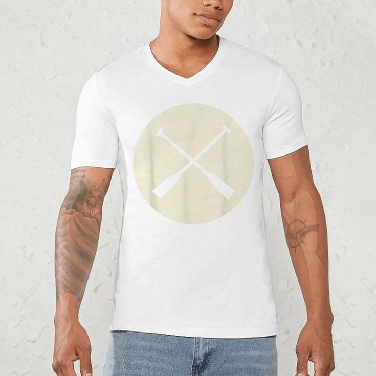 Retro Vintage Canoe Paddles Crossing Canoe & Kayaking Men's V-Neck T-Shirt